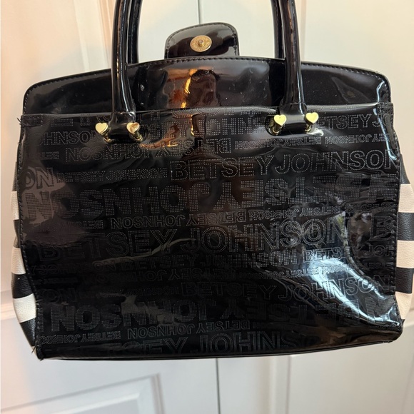 Betsey Johnson Floral Lined Black Handbag - Picture 5 of 6